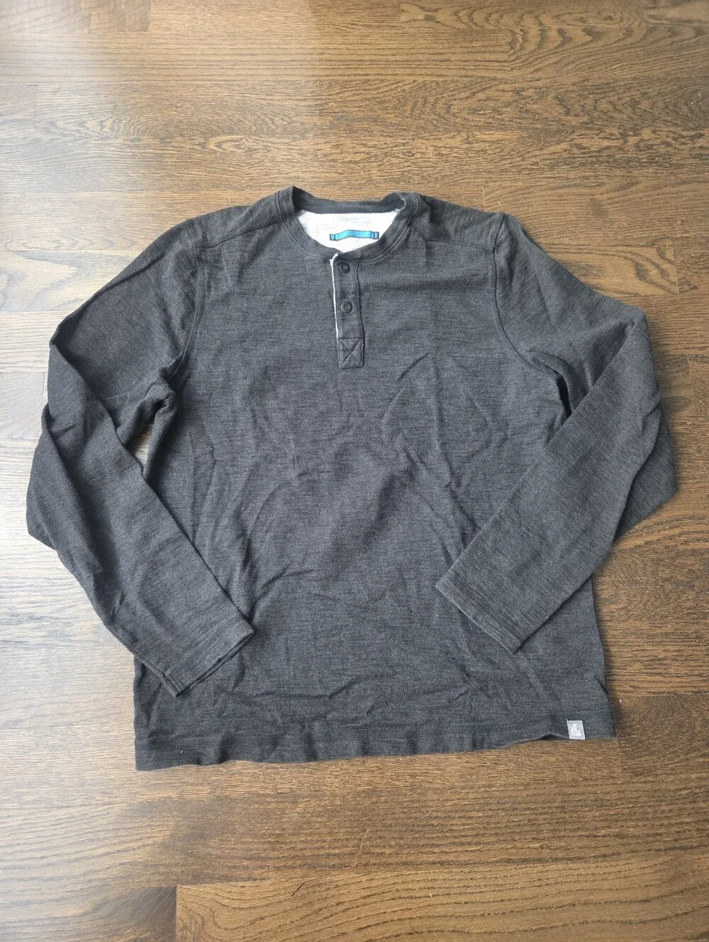 Men's Long Sleeve Henley Termal Shirt - Dark Charcoal Sz.L